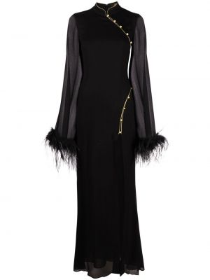 Večernja haljina sa perjem De La Vali crna