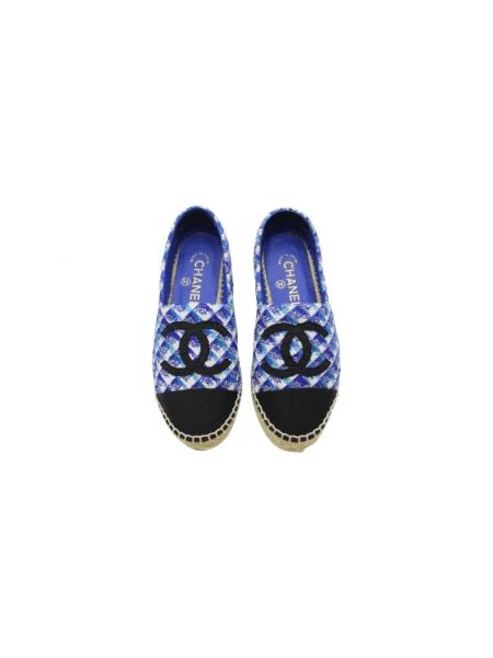 Sandały bawełniane retro Chanel Vintage niebieskie