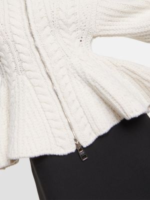 Cardigan di lana con peplo Alexander Mcqueen bianco