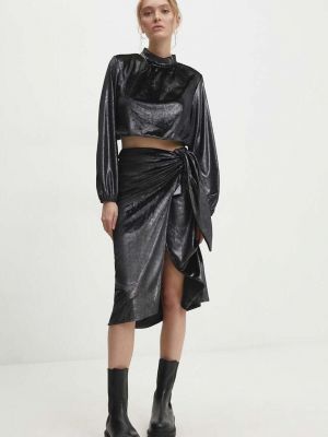 Velurové midi sukně Answear Lab černé