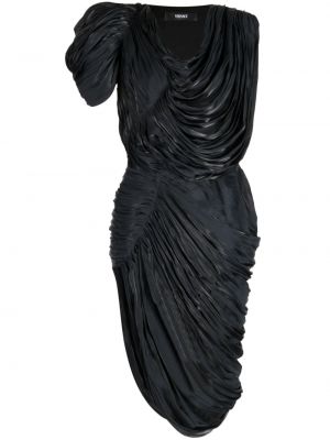 Πλισέ μίντι φόρεμα ντραπέ Versace μαύρο