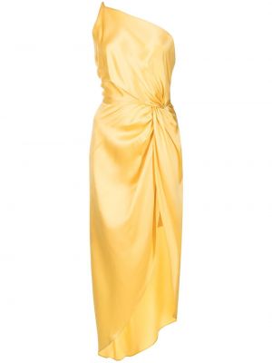 Копринена коктейлна рокля Michelle Mason жълто