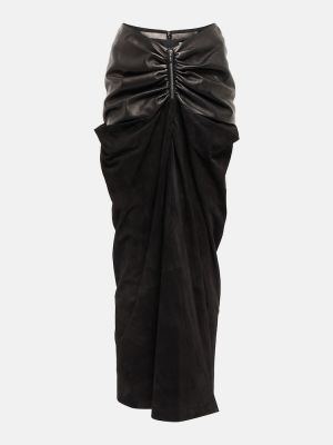 Drapované kožená sukně Alaã¯a černé