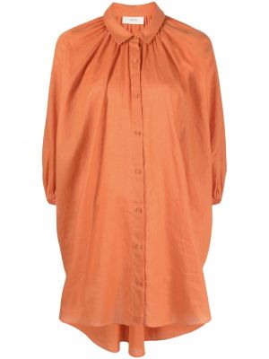 Bombažna lanena obleka Peony oranžna