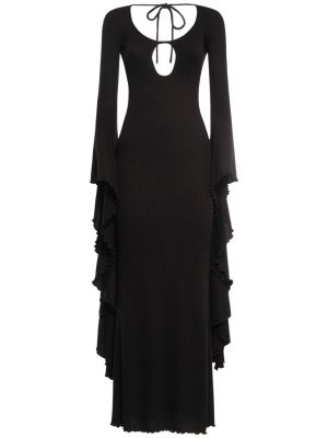 Viskózové dlouhé šaty Giuseppe Di Morabito černé