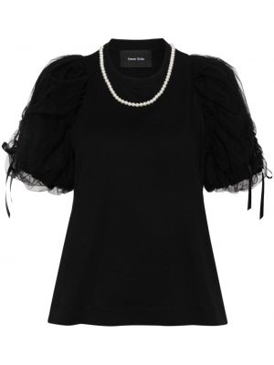 Chemise avec perles en coton à imprimé Simone Rocha noir