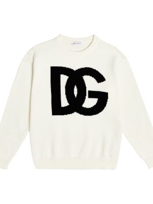 Bomull strikkegenser for gutter Dolce&gabbana Kids hvit