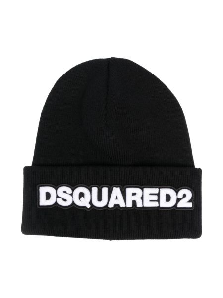 Dzianinowa czapka bez daszka Dsquared2 czarna