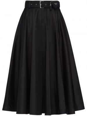Plisovaná midi sukňa Prada čierna