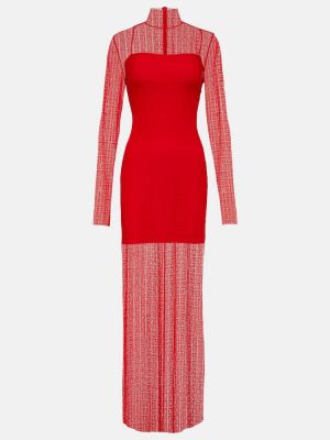 Sukienka długa koronkowa Givenchy Czerwona
