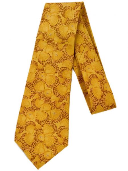 Raštuotas šilkinis kaklaraištis Chanel Pre-owned geltona