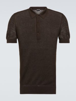 Medvilninis šilkinis polo marškinėliai Tom Ford juoda
