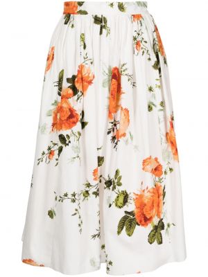 Suknja s cvjetnim printom s printom Erdem bijela