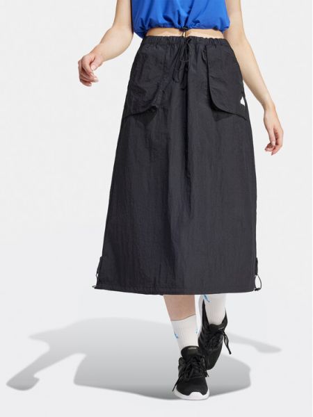 Voľná priliehavá midi sukňa Adidas čierna