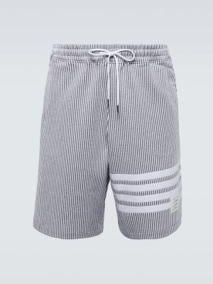 Shorts en coton à rayures Thom Browne gris
