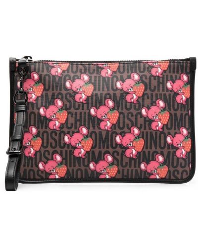 Trykt clutch Moschino brun