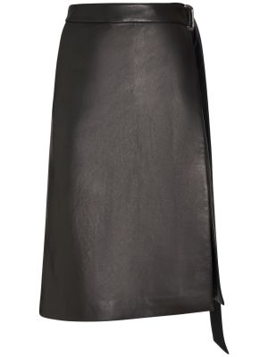 Falda midi de cuero Ami Paris negro