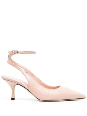 Кожени полуотворени обувки Victoria Beckham розово