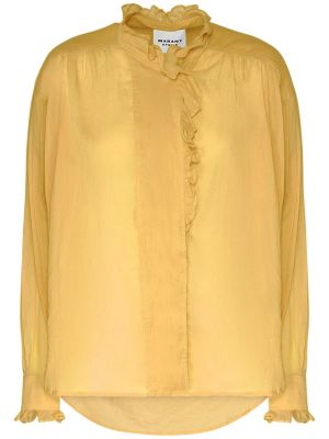 Camisa de algodón con volantes Marant Etoile amarillo