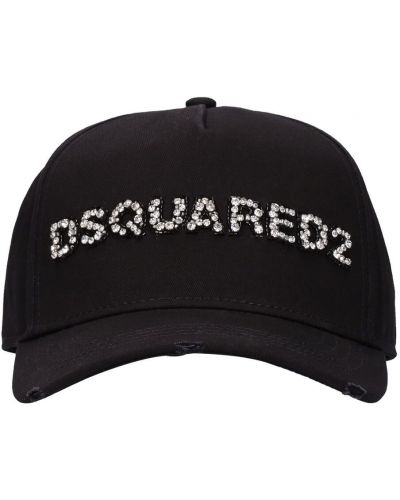 Памучна шапка с козирки Dsquared2 черно
