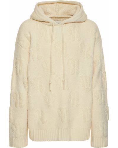 Vlnený sveter s kapucňou Nanushka béžová