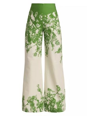 Хлопковые шелковые брюки Silvia Tcherassi зеленые