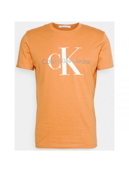 Tričko s krátkými rukávy Calvin Klein Jeans oranžové
