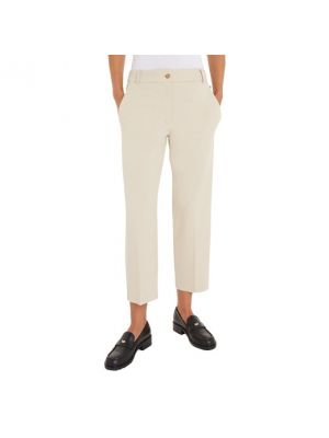 Pantalones rectos de cintura alta con bolsillos Tommy Hilfiger beige