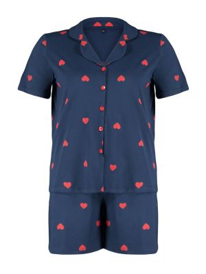 Трикотажная пижама с сердечками Trendyol синяя