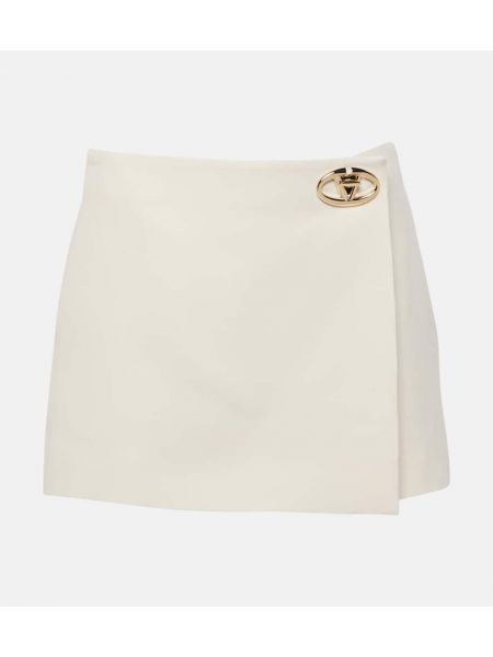 Mini falda de cintura baja de crepé Valentino blanco