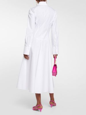 Pamučna midi haljina s cvjetnim printom Valentino bijela