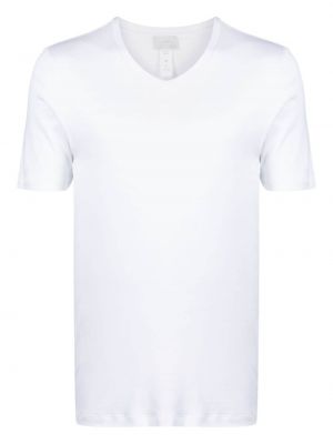 Bavlnené tričko s výstrihom do v Hanro biela