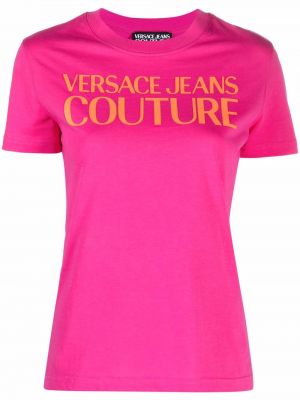 Camiseta con estampado Versace Jeans Couture rosa