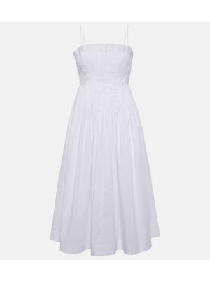 Βαμβακερή μίντι φόρεμα Staud λευκό