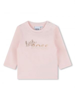 T-shirt con stampa a maniche lunghe Boss Kidswear rosa
