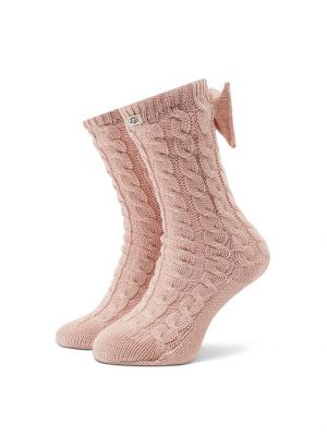 Флийс чорапи с панделка Ugg розово
