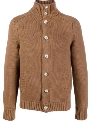 Dun strikkegenser med knapper med button down-krage Herno brun