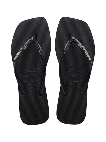 Japonki na obcasie na płaskim obcasie slim fit Havaianas czarne