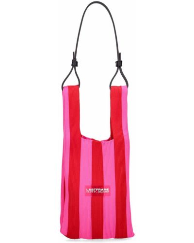 Pruhovaná kožená kabelka Lastframe růžová