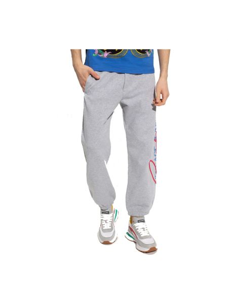 Spodnie sportowe bawełniane z nadrukiem Versace Jeans Couture szare