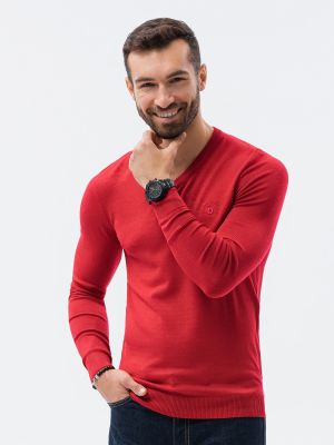 Пуловер с v-образно деколте Ombre червено