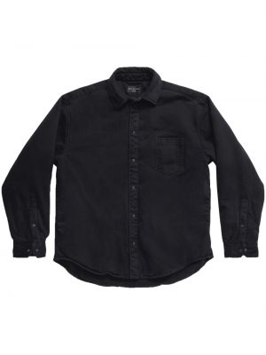 Oversized πουκάμισο τζιν Balenciaga μαύρο