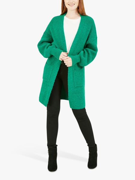 Удлиненный кардиган Yumi с накладными карманами, ярко-зеленый