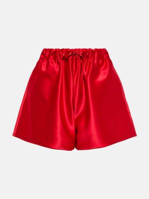 Pantaloni scurți cu talie înaltă din satin Simone Rocha roșu