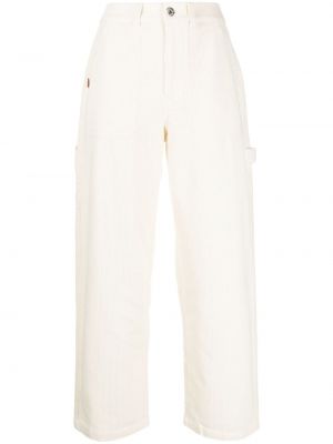 Ravne hlače iz rebrastega žameta Chocoolate bela