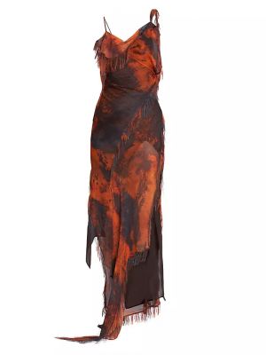 Асимметричное длинное платье Acne Studios оранжевое