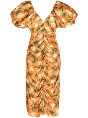 Virágos midi ruha nyomtatás Agua By Agua Bendita narancsszínű