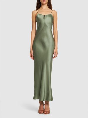 Hodvábne saténové dlouhé šaty Anine Bing zelená