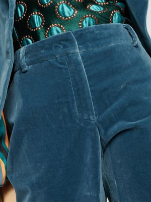 Bavlnené zamatové rovné nohavice La Doublej modrá