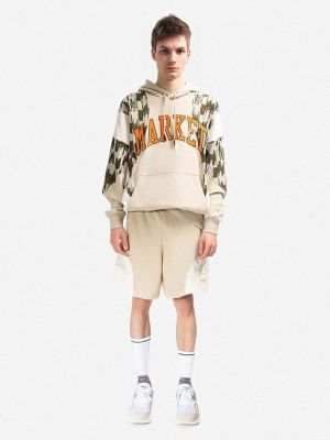 Pamučna hoodie s kapuljačom s printom Puma bež
